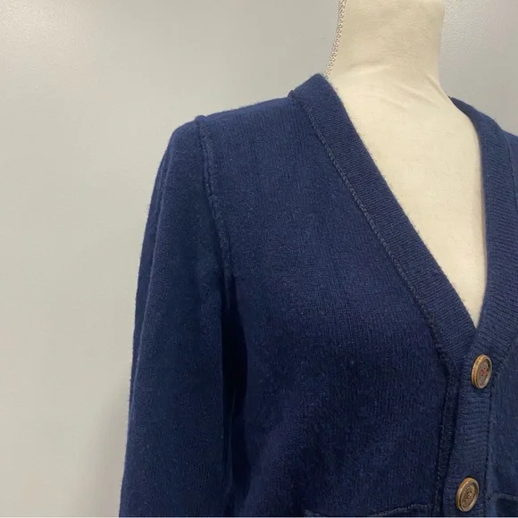 A&F Women’s M Navy Blue Grandpa Cardigan Knit Sweater Wool Cashmere Warm Winter - Picture 4 of 16